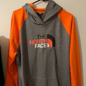 North Face Pullover Hoodie Orange Gray Lightweight